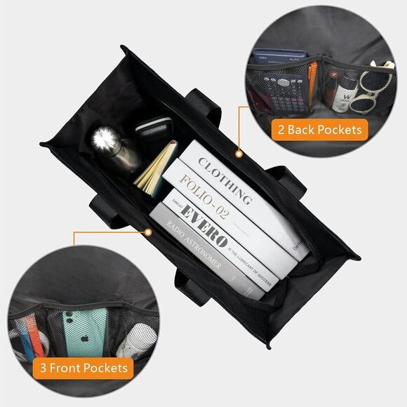 Utility Water Resistant Tote Bag with 13 Pockets, Top Zipper Closure & Thick Bot - Picture 4 of 6